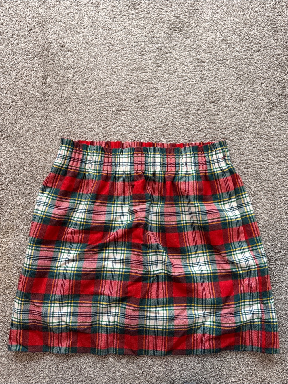 J. Crew Red Plaid Mini Skirt with Green and White Accents